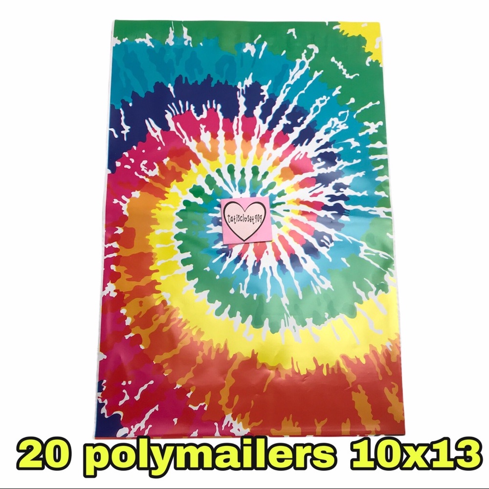20 polymailers rainbow tie dye  10x13